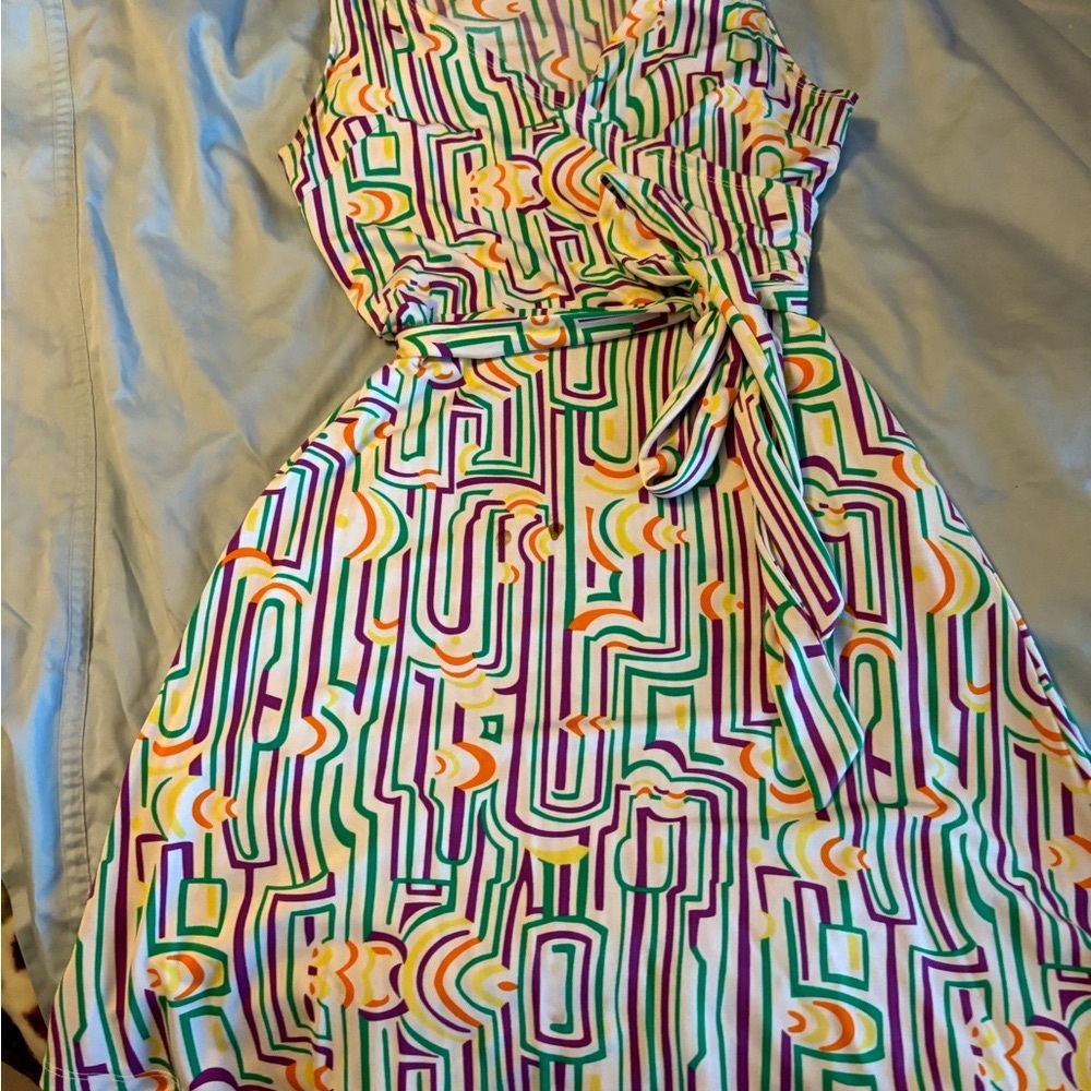 JB by Julie Brown Retro Geometric Faux Wrap Sundress